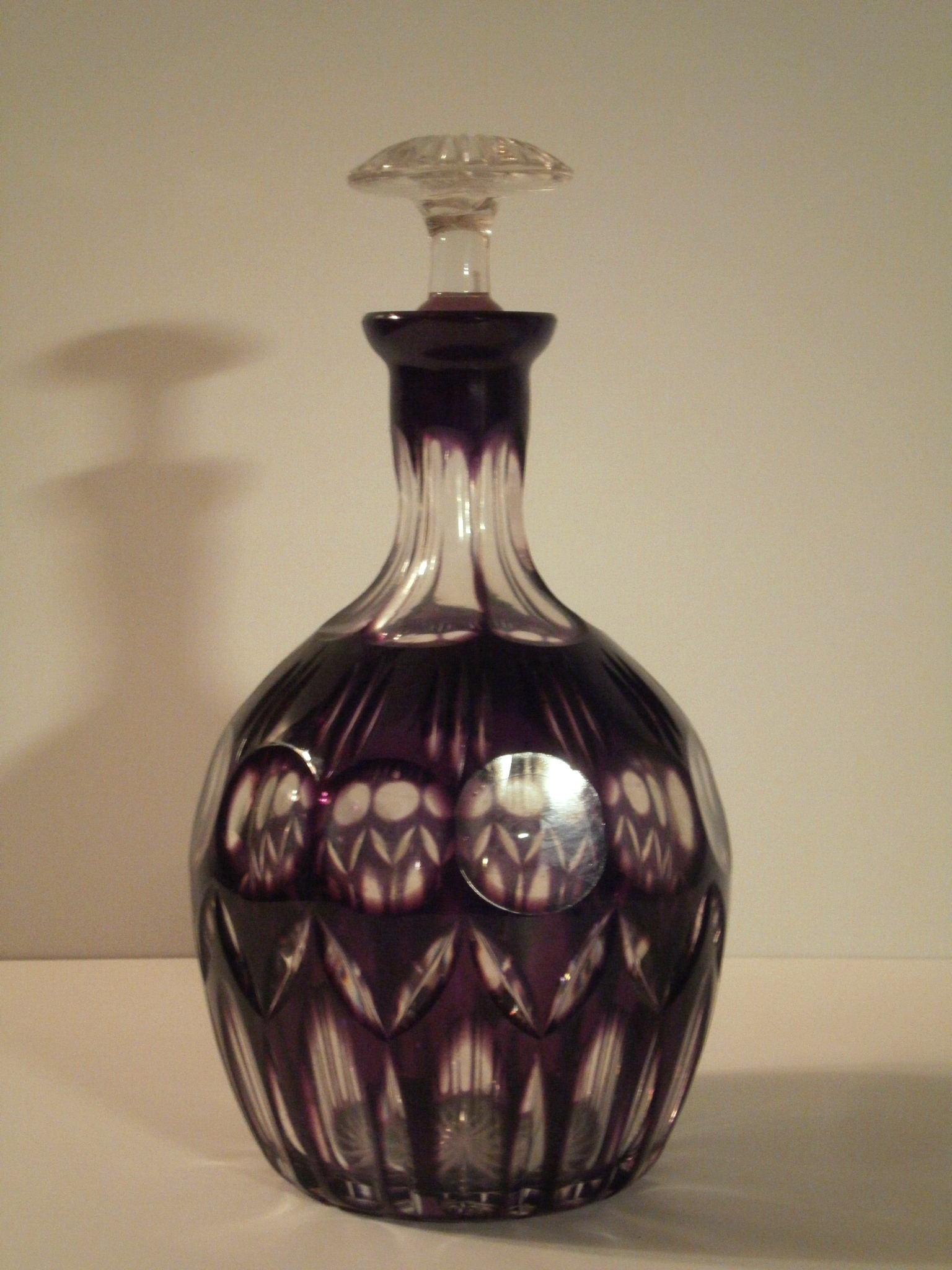 Bohemian MOSER style Amethyst Cut glass Decanter Bottle eBay