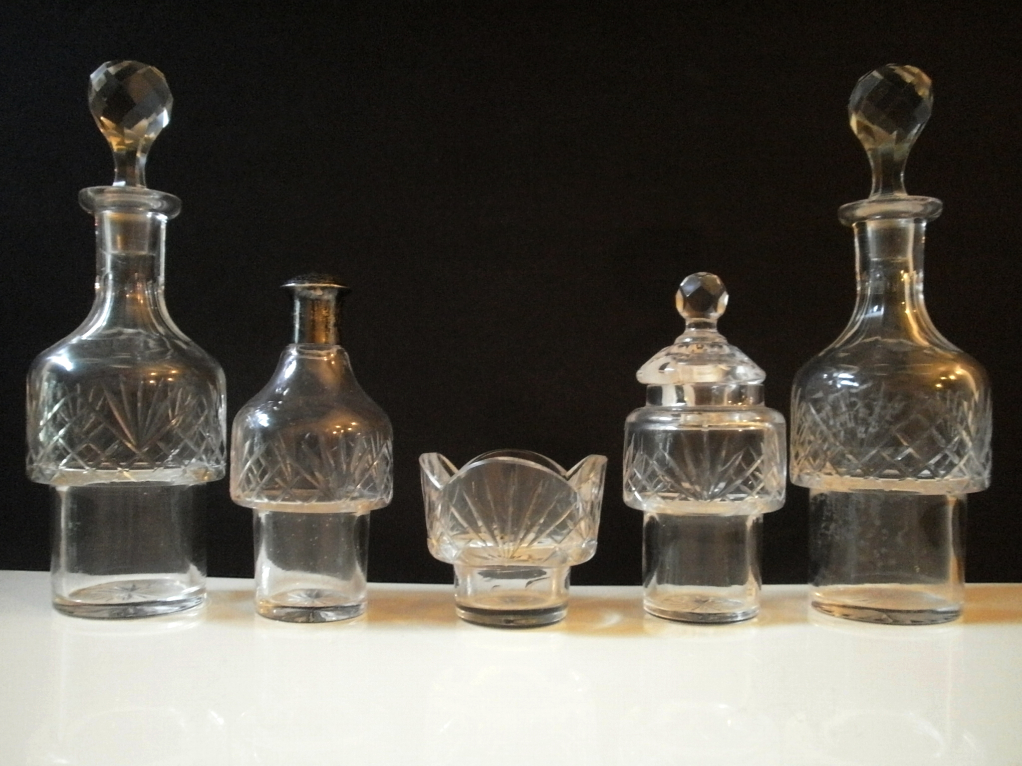 Antique English or American Cut Crystal Cruet Condiment set crystal glass stand eBay