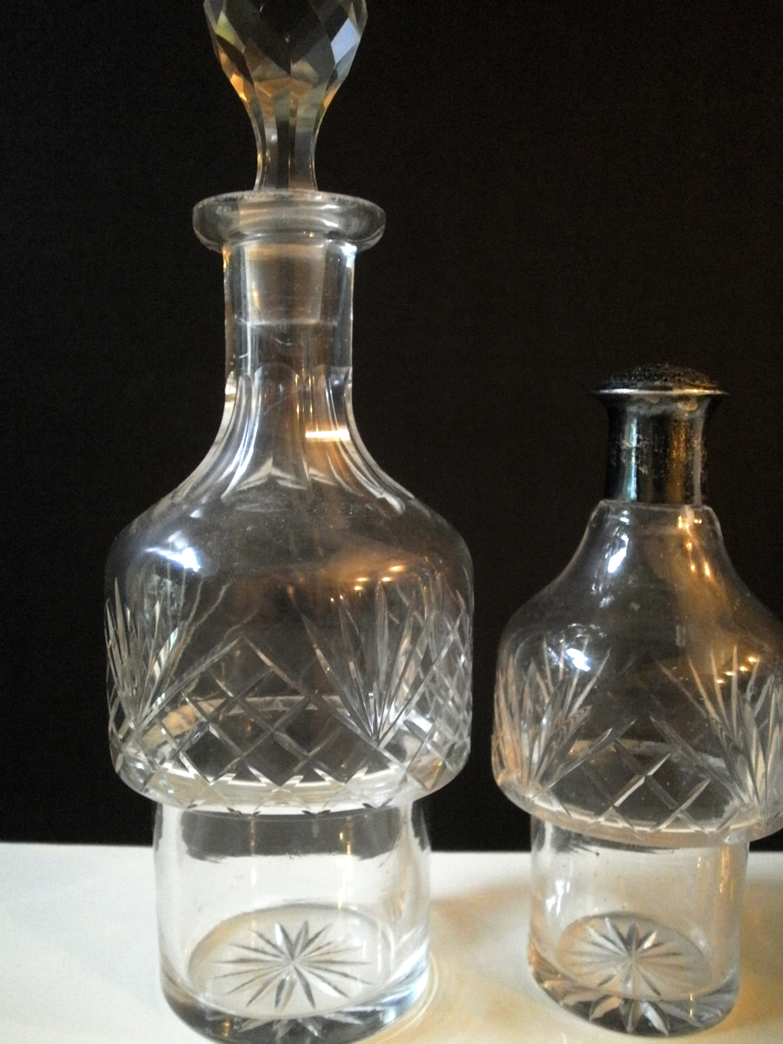 Antique English or American Cut Crystal Cruet Condiment set crystal