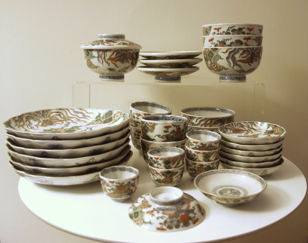 Antique Japanese Imari partial Dinnerware set 34 pieces late 19th 20th